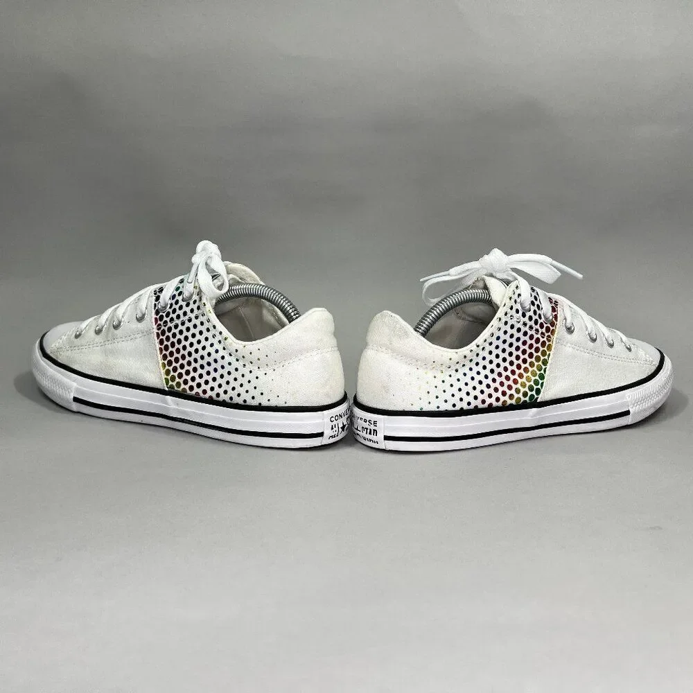 Converse Girl's Rainbow Dot Madison‎ White Canvas Low Sneakers